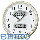 【送料無料】SEIKO CLOCK (セイコークロック) 掛け時計 自動点灯 電波 アナログ カレンダー・温度・湿度表示 夜でも見える 薄金色パール KX384S ※北海道・九州・沖縄・離島は別途送料(1080円~2160円)ホワイト 人気 ゴールド イルミネーション KX383S お礼 オフィス