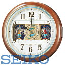 【送料無料】SEIKO CLOCK (セイコークロック) 掛け時計 電波 アナログ からくり 6曲メロディ 茶マーブル模様 RE559H ※北海道 九州 沖縄 離島は別途送料（1080円〜2160円）ブラック フライデー