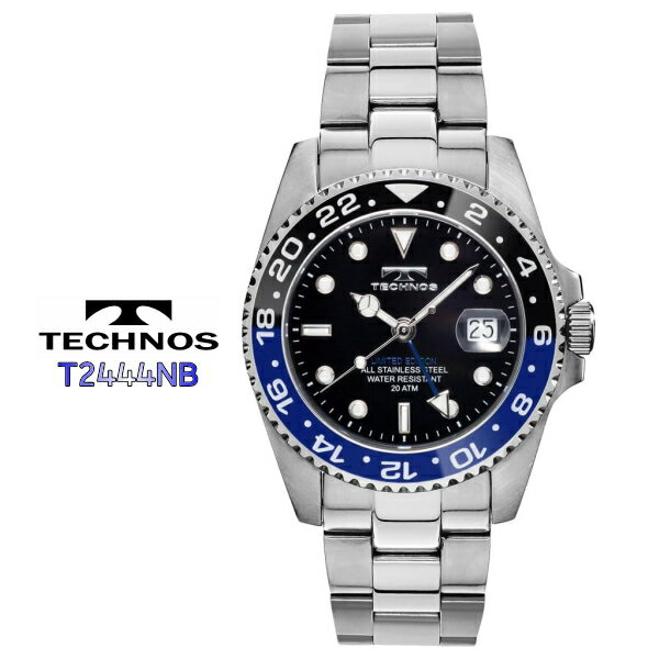 TECHNOS テクノス 　GMT メンズ 腕時計 T2444NB ※北海道・九州・沖縄・離島は別途送料（1080円-2160円）アンティーク 贈答贈呈品 古希 銀婚式　TSL906GB TSM903GB TSM903TB