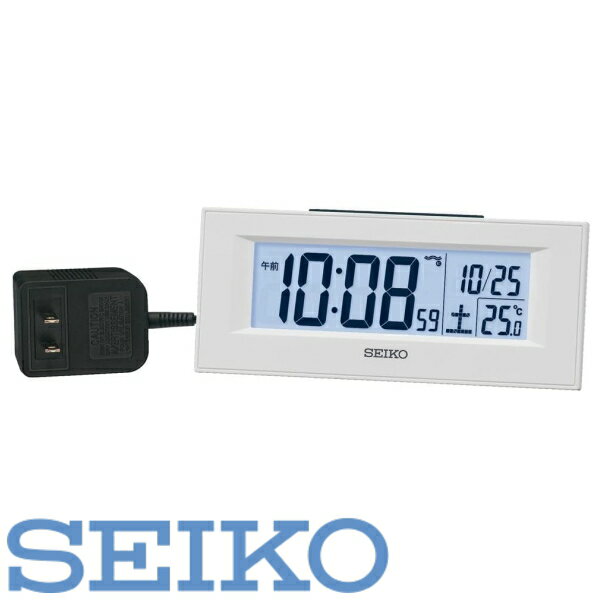 【送料無料】SEIKO CLOCK (セイコークロック) 置時計 目覚まし時計 電波 白 デジタル LEDバックライト DL218W　※北海道・九州・沖縄・離島は別途送料（1080円〜2160円）