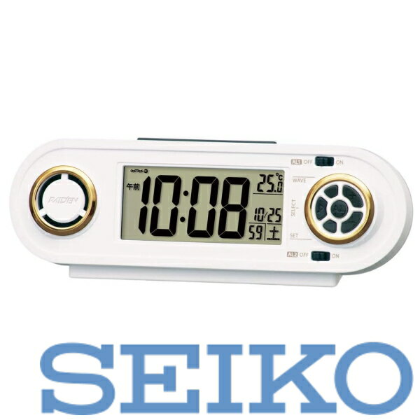 【送料無料】SEIKO CLOCK (セイコークロック) 置き時計 電波 目覚まし時計 RAIDEN 白 62x186x46mm NR537W　※北海道・九州・沖縄・離島は別途送料（1080円〜2160円）