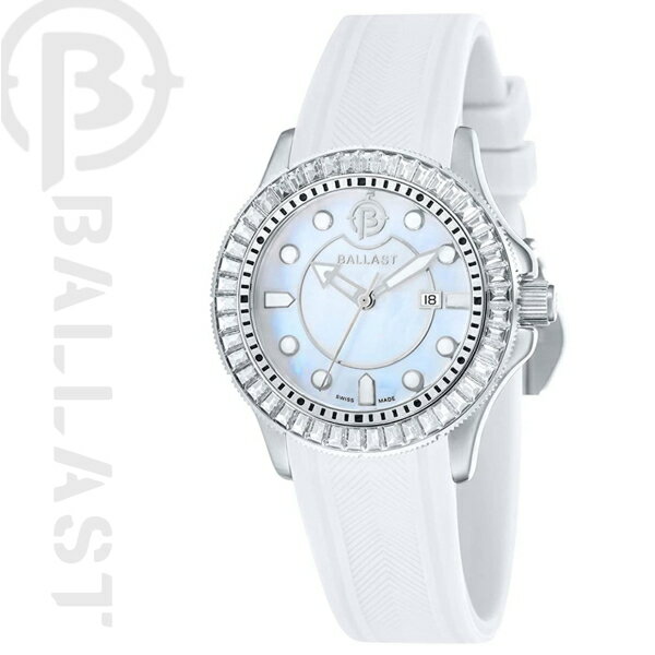 【送料無料】 BALLAST / バラスト 腕時計 BL5101-07 DIVER 3針 レディース 38mm White MOP Dial シリコンベルト クオーツ ★北海道 九州 沖縄 離島は別途送料(1080円-2160円) インバウンド お土産 贈答贈呈品 ROLEX サブマリーナ CASIO デイトナ 限定