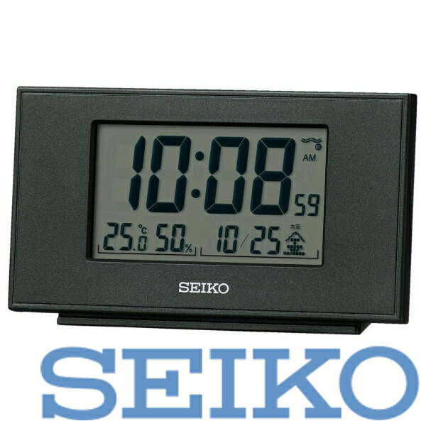 　【送料無料】SEIKO CLOCK (セイコークロック) 置き時計 黒メタリック 本体サイズ:7.8×13.5×3.8cm 目覚まし時計 電波 デジタル カレンダー 温度 湿度 表示 SQ790K　※北海道・九州・沖縄・離島は別途送料（1080円〜2160円） 製品特徴 ●その日の気分やライフスタイルに合わせて ●選べる3つのスヌーズ機能つき ■　■ spec ■　■ 本体サイズ （約）78×135×38mm 本体重量 （約）170g 枠材 プラスチック枠（黒メタリック塗装） 前面：ガラス 電池 単3（マンガン）×2 備考 取扱説明書、保証書 電波修正機能（40kHz/60kHz自動選局・受信OFF機能つき） 2099年までのフルオートカレンダー機能 電子音アラーム（ダンダントーン） スヌーズ アラームオートストップ（約5分間） 選べるスヌーズ機能（約5分、ステップダウン、無し） 音量切替つき2チャンネルアラーム タイマー（カウントダウン・アップ） 温湿度表示（温度測定範囲：0℃～40℃　測定精度：±2℃　湿度測定範囲：25％RH～85％RH　測定精度：±8％（25℃）） 12時間制／24時間制切替式 六曜表示（2030年12月31日まで） ライト 保証期間1年