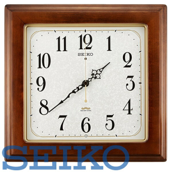 楽天リライアブル　RELIABLE【送料無料】SEIKO CLOCK （セイコークロック） 掛け時計 電波 アナログ 四角型 木枠 茶木地 KS298B　■送料無料※北海道・九州・沖縄・離島は別途送料（1080円〜2160円）和室　洋室　リフォーム　アンティーク　図書室　贈呈品　ウッド　オーク　木目　ブラウン　還暦祝い