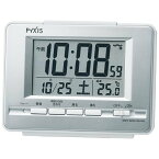 【送料無料】SEIKO CLOCK (セイコークロック) 目覚まし時計 電波 デジタル カレンダー・温度 表示 PYXIS (ピクシス) 銀色メタリック NR535W　■送料無料※北海道・九州・沖縄・離島は別途送料（1080円〜2160円）卓上