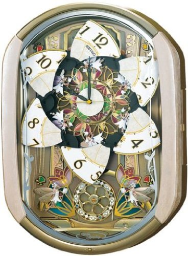 【送料無料】SEIKO CLOCK (セイコークロック) 掛け時計 電波 アナログ からくり 30曲メロディ プログラム機能 回転飾り 薄ピンクマーブル模様 RE567G ■送料無料※北海道・九州・沖縄・離島は別途送料(1080円〜2160円)