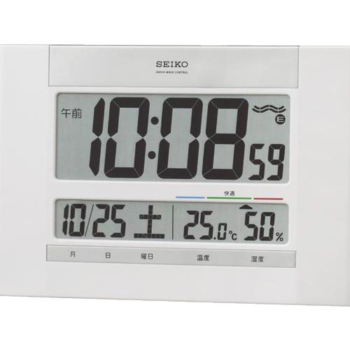 【送料無料】SEIKO CLOCK (セイコークロック) 掛置兼用時計 電波 デジタル カレンダー 快適度 温度 湿度表示 薄型 白パール SQ429W ※北海道 九州 沖縄 離島は別途送料（1080円〜2160円)ホテル家具 仕様 アメニティ SQ424W 運動会 仕出し 温泉 トラベル かるた 知育