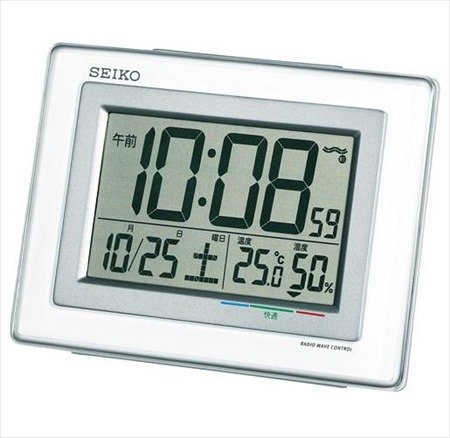 【送料無料】SEIKO CLOCK (セイコークロック) 目覚まし時計 電波 デジタル カレンダー・快適度 温度・湿度表示 白 SQ686W　■送料無料※北海道・九州・沖縄・離島は別途送料（1080円〜2160円）