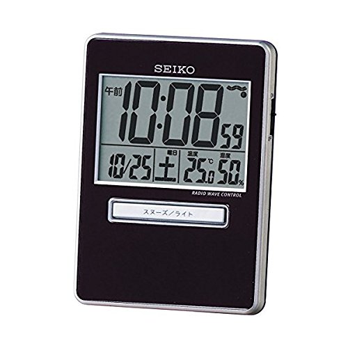 【送料無料】SEIKO CLOCK (セイコークロック) 目覚まし時計 トラベラ 電波 デジタル カレンダー 温度 湿度表示 黒メタリック SQ699K ※北海道 九州 沖縄 離島は別途送料（1080円〜2160円）ブラック フライデー iphone 温泉 旅館 登山 アウトドア キャンプ 夜景