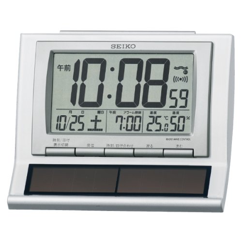 【送料無料】SEIKO CLOCK (セイコークロック) 目覚まし時計 ハイブリッドソーラー 電波 デジタル カレンダー・温度・湿度表示 白パール SQ751W　※北海道・九州・沖縄・離島は別途送料（1080円〜2160円）知育玩具　ぬりえ　ホテル　温泉　旅館　プラン　アウト　占い　人気