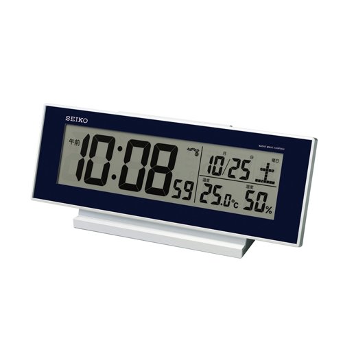 【送料無料】SEIKO CLOCK (セイコークロック) 目覚まし時計 常時点灯 電波 デジタル カレンダー 温度 湿度表示 夜でも見える 濃青メタリック SQ762L ※北海道 九州 沖縄 離島は別途送料（1080円〜2160円）ブラック フライデー iphone 知育 ねんど 砂遊び 掛け軸