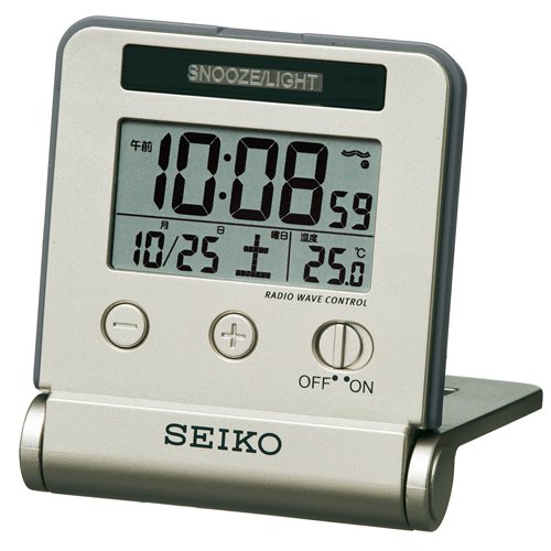 楽天リライアブル　RELIABLE【送料無料】SEIKO CLOCK （セイコークロック） 目覚まし時計 トラベラ 電波 デジタル 自動点灯 カレンダー・温度表示 薄金色 SQ772G ※北海道・九州・沖縄・離島は別途送料（1080円〜2160円）ブラック フライデー 旅行支援 小旅行 海外 ホテル トランク 小型 携帯 小さい 人気