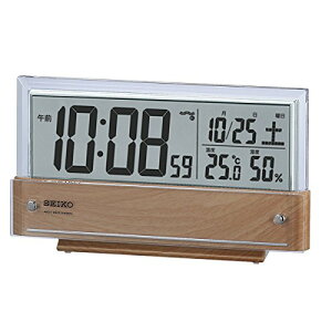 【送料無料】SEIKO CLOCK (セイコークロック) 置き時計 電波 デジタル カレンダー・温度・湿度表示 薄茶木目模様 SQ782B　■送料無料※北海道・九州・沖縄・離島は別途送料（1080円〜2160円）