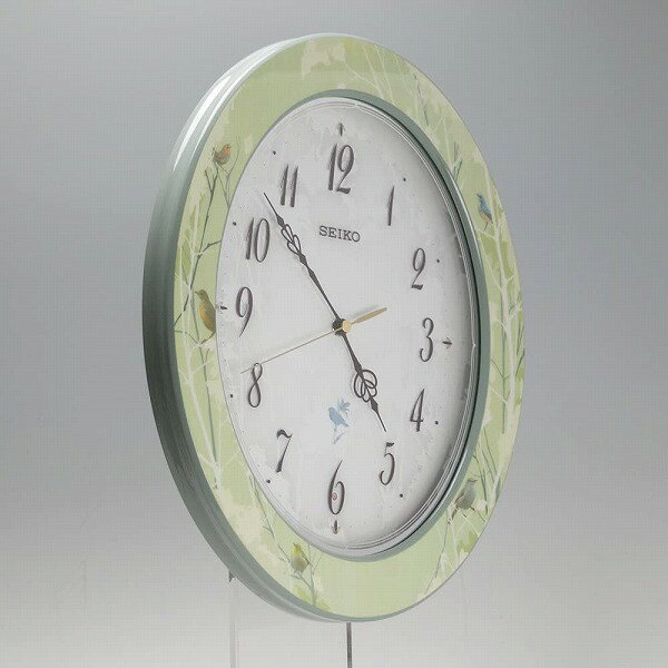 【送料無料】SEIKO CLOCK (セイコークロック) 掛け時計 ネイチャーサウンド 12種類 電波 アナログ 報時 切替式 薄緑 模様 光沢 RX214M ■送料無料※北海道・九州・沖縄・離島は別途送料(1080円〜2160円)