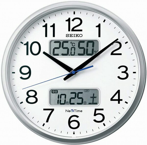 【送料無料】SEIKO CLOCK セイコークロック 掛け時計 銀色メタリック 直径35cm 電波 アナログ カレンダー 温度 湿度 表示 セイコーネクスタイム ZS250S 北海道・九州・沖縄・離島は別途送料 10…