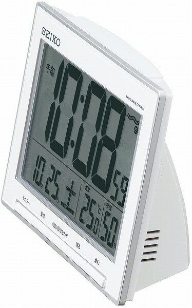 【送料無料】SEIKO CLOCK (セイコークロック) 目覚まし時計 電波 デジタル カレンダー 温度 湿度 表示 大型画面 銀色 メタリック SQ786S ※北海道・九州・沖縄・離島は別途送料(1080円〜2160円)体調管理 健康 天気 ニュース 美肌 [2]