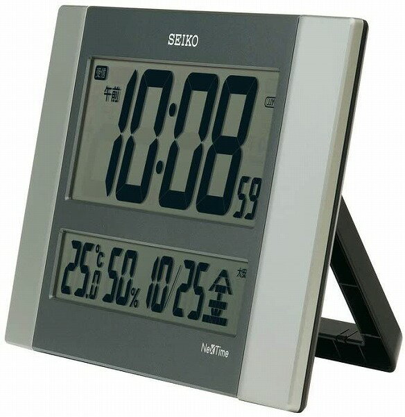 【送料無料】SEIKO CLOCK (セイコークロック) 掛け時計 銀色メタリック 本体サイズ: 15.0×26.0×2.6cm 電波 デジタル カレンダー 温度 湿度 表示 セイコーネクスタイム ZS451S■送料無料※北海道・九州・沖縄・離島は別途送料(1080円〜2160円)