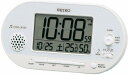 【送料無料】SEIKO CLOCK (セイコークロック) 置き時計 白パール 本体サイズ: 8.1×15.9×4.9cm 目覚まし時計 電波 デジタル 温度 湿...