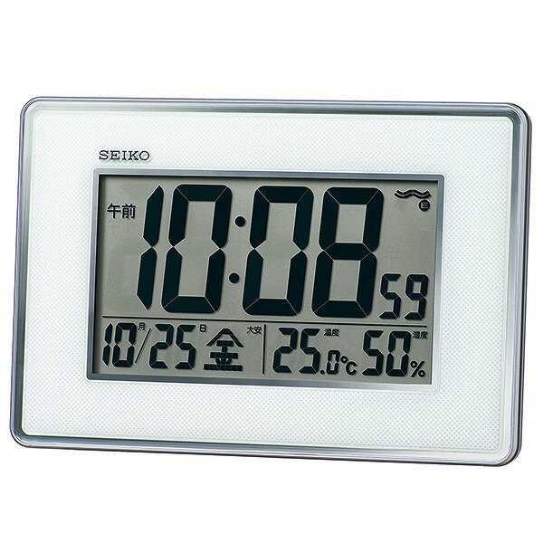 【送料無料】SEIKO CLOCK セイコークロック 掛け時計 銀色メタリック 本体サイズ: 16.7x24.7x2.7cm 電波 デジタル 高精度 温度 湿度 表示 掛置兼用 SQ443S 送料無料 北海道・九州・沖縄・離島…