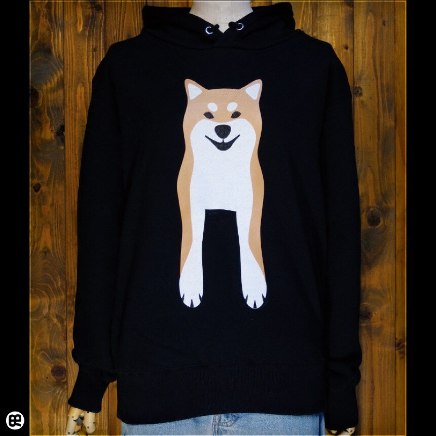 プルパーカー：ポケットレス10oz：Shiba-Inu：ブラックのサムネイル