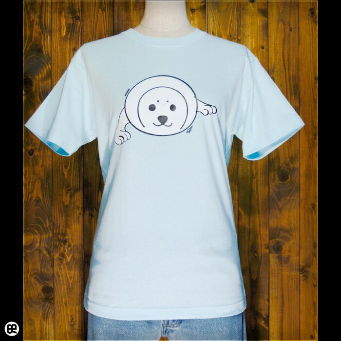 Rakuten - 6.2oz半袖Tシャツ : アザラシくん : アクアブルー