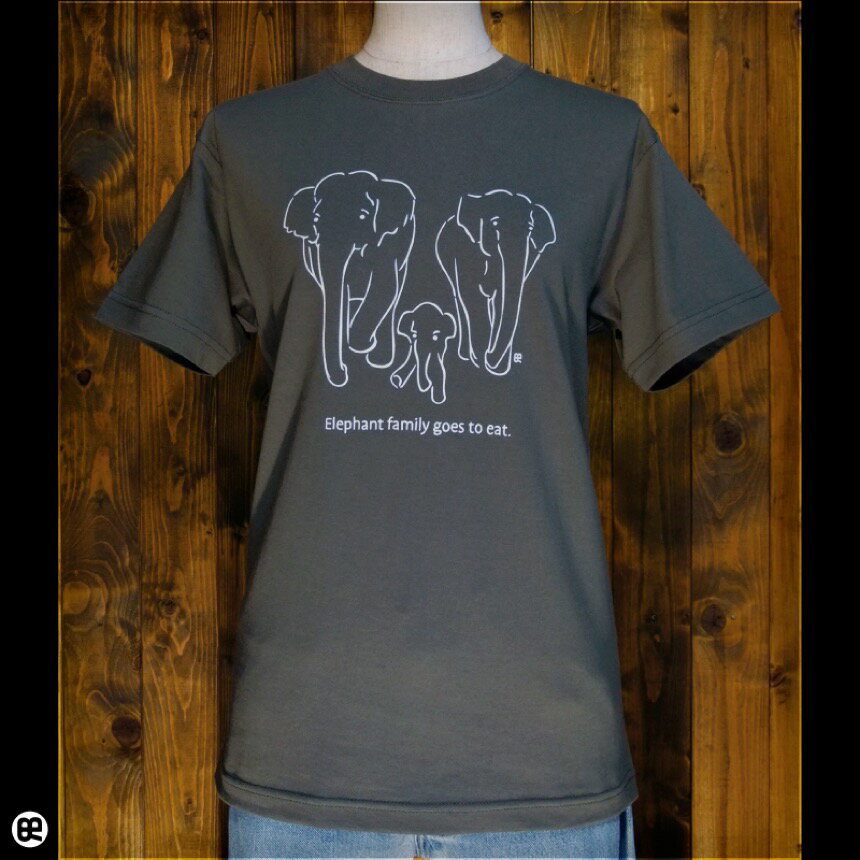Rakuten - ぞうの親子：アーミーグリーン：Tシャツ
