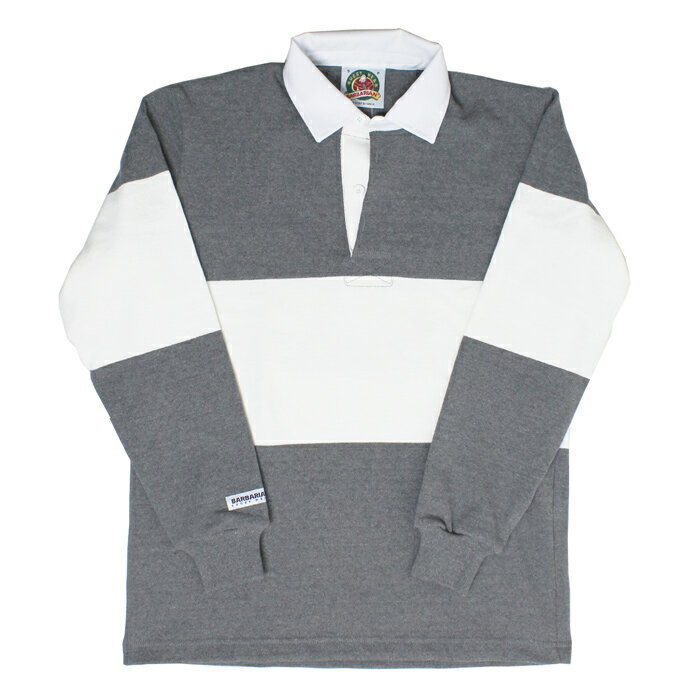 【送料無料】 BARBARIAN SFE-04 12oz REGULER LONG SLEEVE RUGBY JERSEY ラガーシャツ 襟付き メンズ 長袖 ヘビーウエイト カナダ製 OXFORD/WHITE S-XL