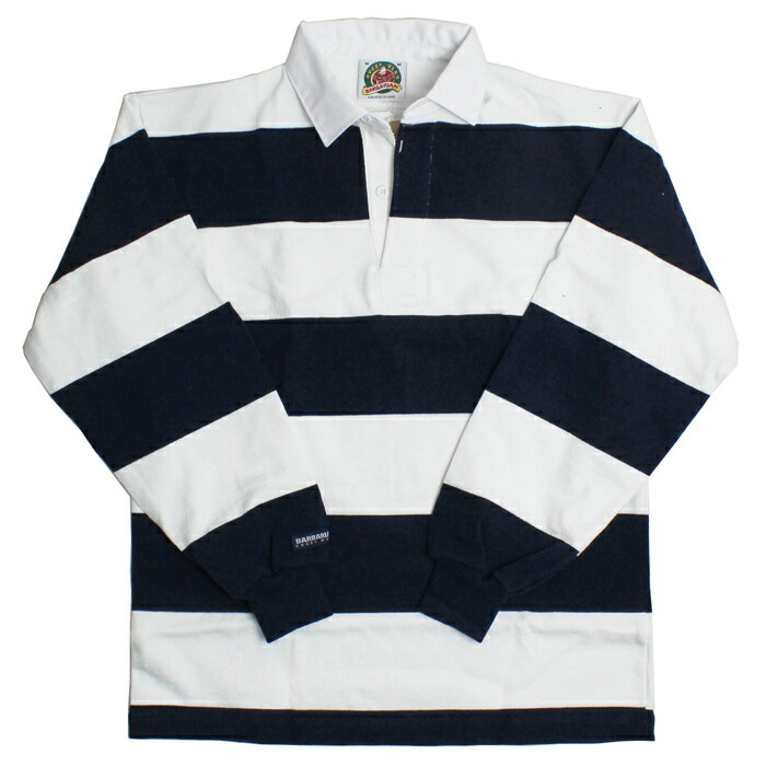 【送料無料】 BARBARIAN STK-002 12oz REGULER LONG SLEEVE RUGBY JERSEY CANADA SPEC ラガーシャツ 襟付き メンズ 長袖 ヘビーウエイト カナダ製 WHITE/NAVY S-XL