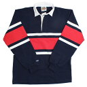【送料無料】 BARBARIAN STK-022 12oz REGULER LONG SLEEVE RUGBY JERSEY "CANADA SPEC" ラガーシャツ 襟付き メンズ 長袖 ヘビーウエイト カナダ製 NAVY/WHITE/RED S-XL