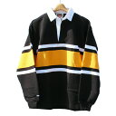 【送料無料】 BARBARIAN STK-024 12oz REGULER LONG SLEEVE RUGBY JERSEY CANADA SPEC ラガーシャツ 襟付き メンズ 長袖 ヘビーウエイト カナダ製 BLACK/WHITE/GOLD S-XL その1