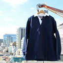 【送料無料】 BARBARIAN STK-018 12oz REGULER LONG SLEEVE RUGBY JERSEY CANADA SPEC ラガーシャツ 襟付き メンズ 長袖 ヘビーウエイト カナダ製 NAVY S-XL