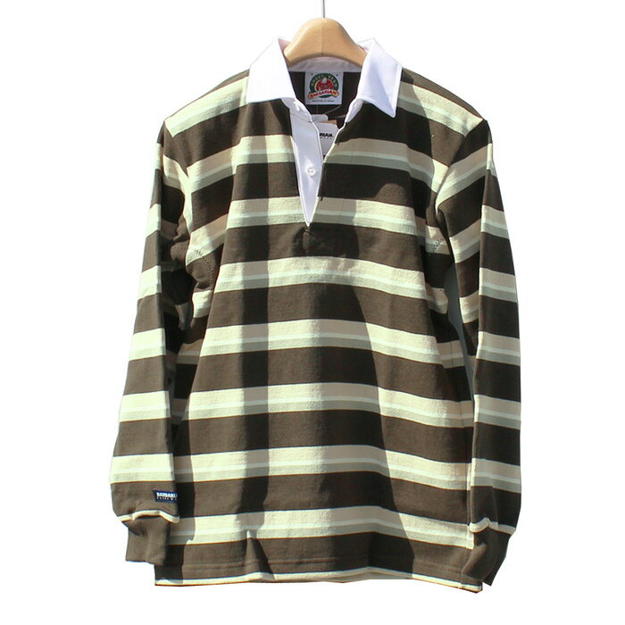 ̵ BARBARIAN TFE-02 12oz REGULER LONG SLEEVE RUGBY JERSEY 饬 դ  Ĺµ إӡ ʥ MOSS/BEIGE/IVORY/TAUPE S-XL