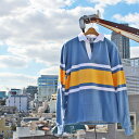 BARBARIAN NEW JAPAN SIZE SPEC　UFE-01 12oz REGULER LONG SLEEVE RUGBY JERSEY ラガーシャツ 襟付き メンズ 長袖 ヘビーウエイト カナダ製 COLUMBIA/WHITE/YELLOW S-XL　正規代理店商品 送料無料！ その1