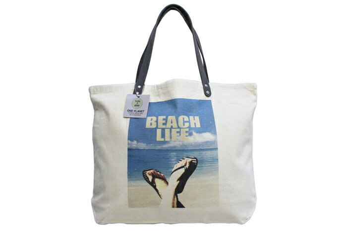 tote+able ONE PLANET TOTE CgIX Rbg LoX g[g obO 12oz }`L Y fB[X tote and able BEACH LIFE c~38cm ~51cm MADE IN U.S.A.