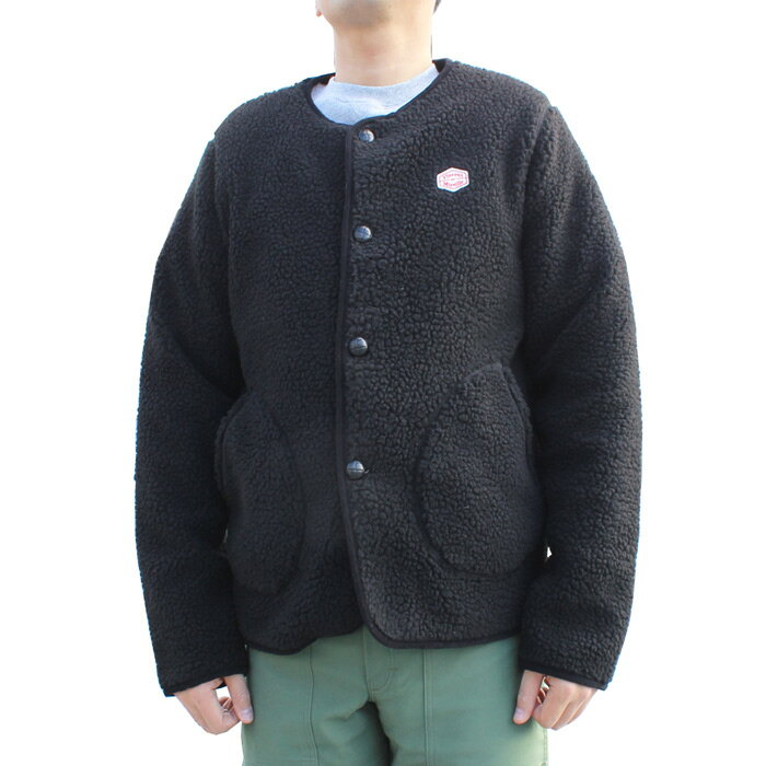 【送料無料】 Vincent et Mireille ヴァンソン エ ミレイユ BOA CARDIGAN ボア カーディガン FLEECE JACKET フリース ジャケット NO COLLAR ノーカラー MENS メンズ LADIES レディース WINTER 冬物 防寒 BLACK ブラック 40-42