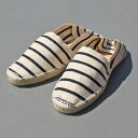 LA MAISON DE L'ESPADRILLE 401-7-5S ESPADRILLE PATIN STRIPE エスパドリーユ ストライプ 大人カジュアル タウンユース リゾートサンダル 夏物 フランス製 MENS メンズ LADIES レディース ユニセックス ECRU MARINE 40(25cm)-44(28cm) 送料無料