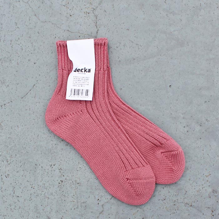 decka quality socks デカ クォリティ ソックス Low Gauge Rib Socks Short Length ローゲージ リブソックス ショートレングス おしゃれ かわいい オールシーズン MENS メンズ LADIES レディース ユニセックス Flamingoフラミンゴ 21.5cm-28cm ネコポス便(送料200円)発送対応