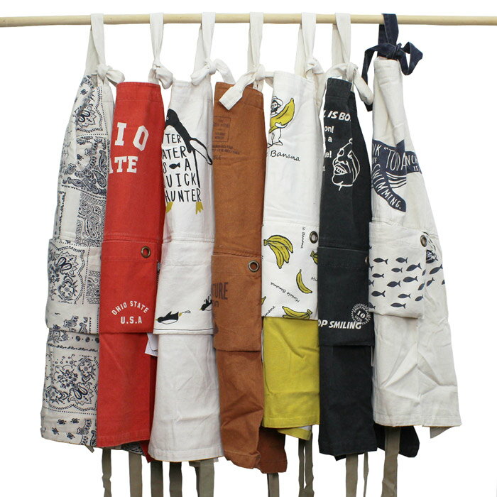 【ネコポス便対応】 AND PACKABLE アンド パッカブル PACKABLE APRON パッカブル エプロン WASHABLE COTTON PRINT APRON プリント ウォッシャブル コットン オールシーズン対応 MENS メンズ LADIES レディース ユニセックス 8COLOR