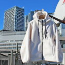 ジェリー ボアジャケット メンズ GERRY　23AW06-GE24 SHEEP BOA FLEECE LINED ZIP UP HOODED JACKET　シープ ボア フリース ジップアップ フーデッド ジャケット　防風加工 伸縮ストレッチ素材 アウター オーバーサイズ ドロップショルダー 冬物　MENS メンズ LADIES レディース　WHITE　L-LL　送料無料！