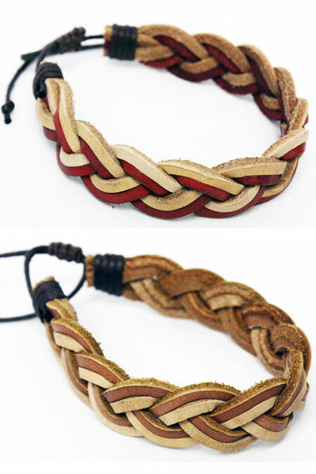 ウィルレザーグッズ WILL LEATHER GOODSレザーブレスレット "FORRESTER MULTITONE BRAIDED CUFF"(COLOR ： RED or TAN) 