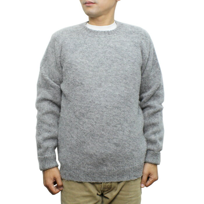 【送料無料】 NORMAN TULLOCH ブラッシュ クルーネックセーター BRUSHED CREW NECK SWEATER ジャミーソンズ リアルシェットランド ウール 100 WOOL MENS メンズ WINTER 冬物 スコットランド製 STEEL グレー 38-40