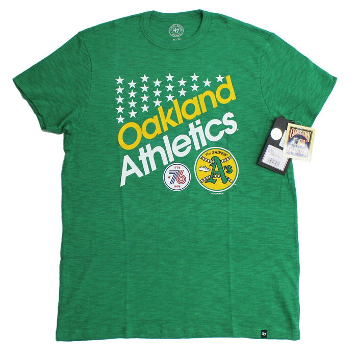 【送料無料】 47Brand APP00567 Athletics Crosstown ’47 Scrum Tee アスレチックス クロスタウン ’47 スクラムTシャツ 半袖 スラブ コットン製 MLB Kelly グリーン M-L