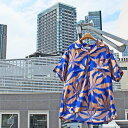 JOHNBULL ジョンブル JM252S21 PATTERNED OPEN COLLAR SHORT SLEEVED SHIRTS 総柄 オープンカラー 半袖 シャツ 開襟シャツ ドロップショルダー RAYON レーヨン 100% SUMMER 夏物 MENSメンズ LADIESレディース ユニセックス Mサイズ-Lサイズ 050 BLUE 送料無料