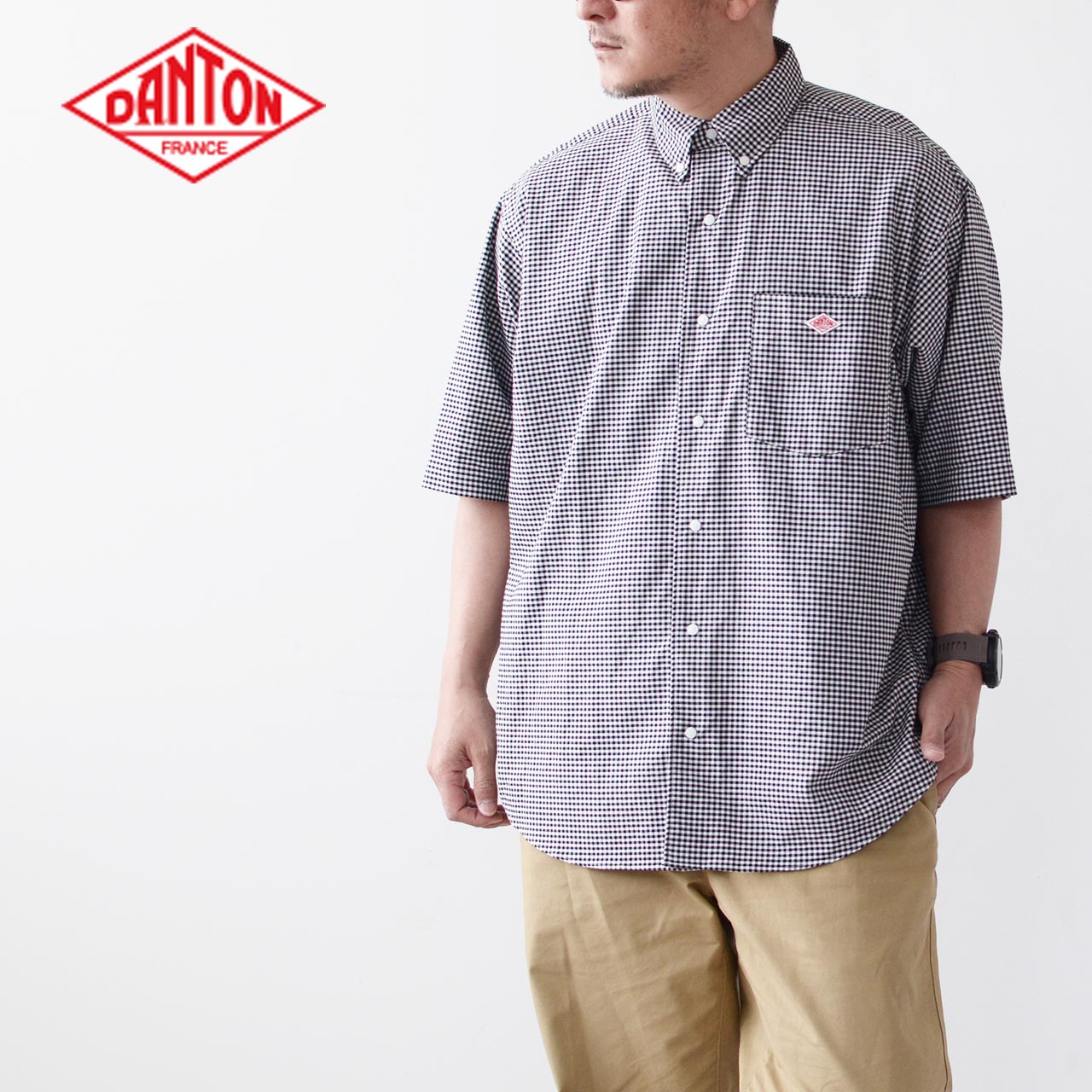 DANTON  M's S/S COOLMAX OXFORD B.D SHIRT GINGHAM  半袖 クールマックス オックスフォード ボタンダウンシャツ ギンガムチェック・ヴィンテージシャツ・半袖シャツ・メンズ・男性用・紳士・MEN'S 