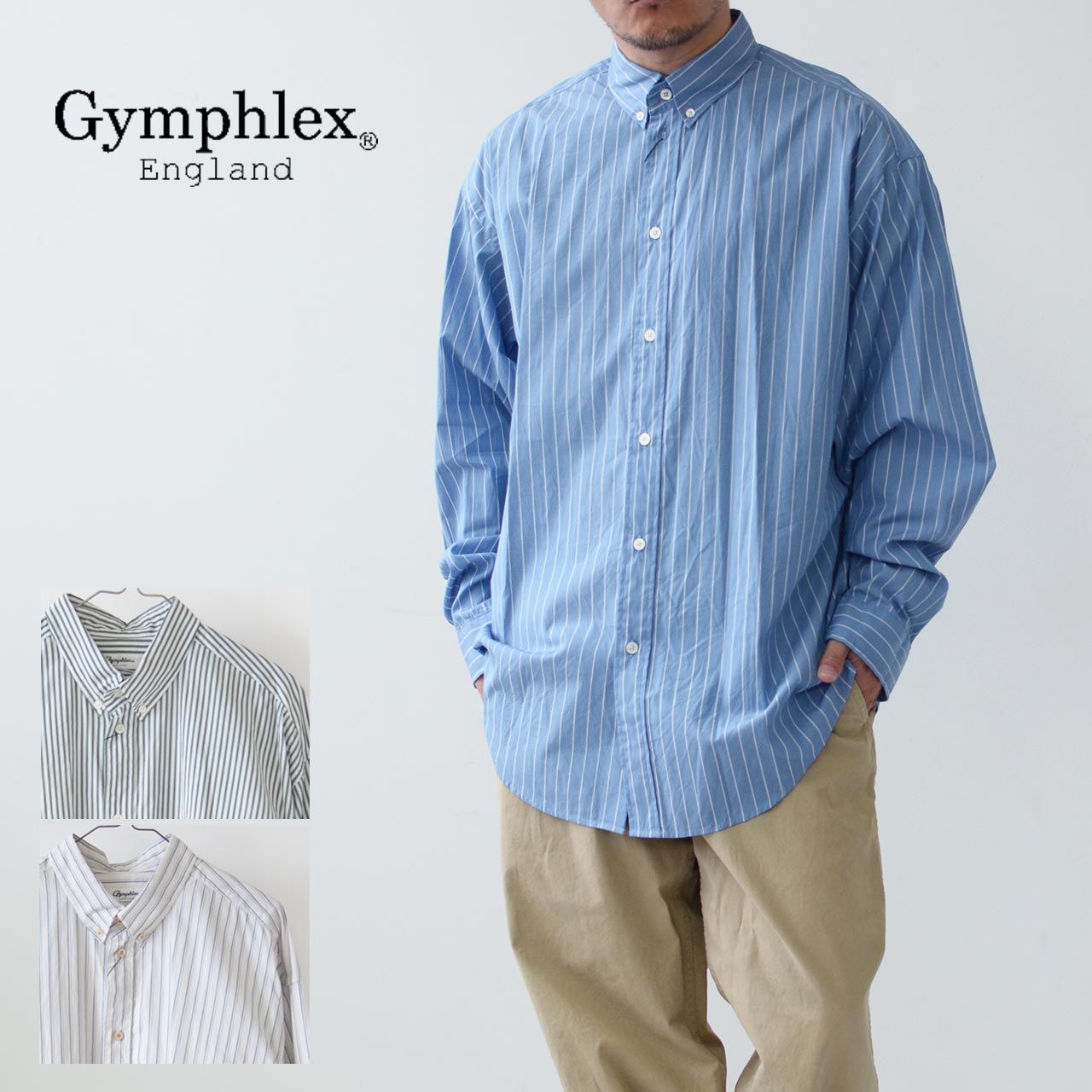 【SALE 20 OFF】Gymphlex ジムフレックス M B.D. SHIRT L/S GY-B00153MUL ボタンダウンシャツ 長袖 ストライプシャツ MEN 039 S/LADY 039 S 2023SS