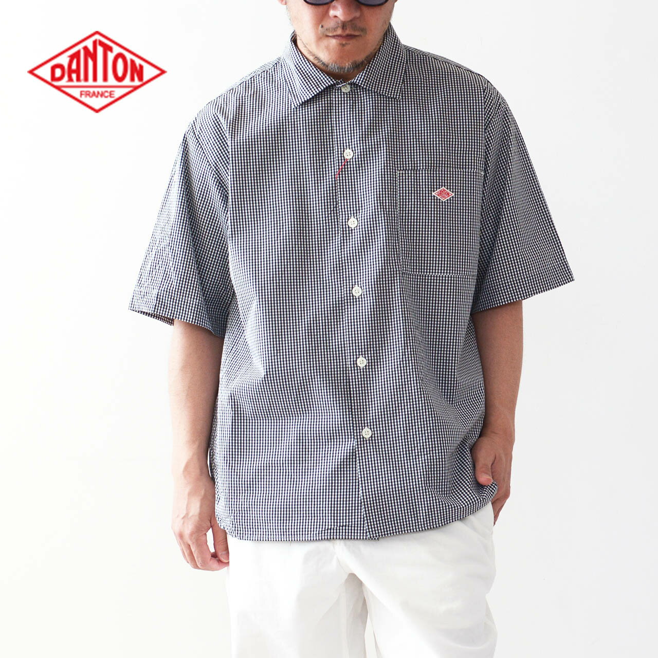 DANTON  M's CHECK WORK SHIRT S/S  チェック ワークシャツ 半袖・ヴィンテージシャツ・コットンポプリンシャツ・プラッドシャツ・半袖シャツ・チェック柄・メンズ・男性用・紳士・MEN'S 