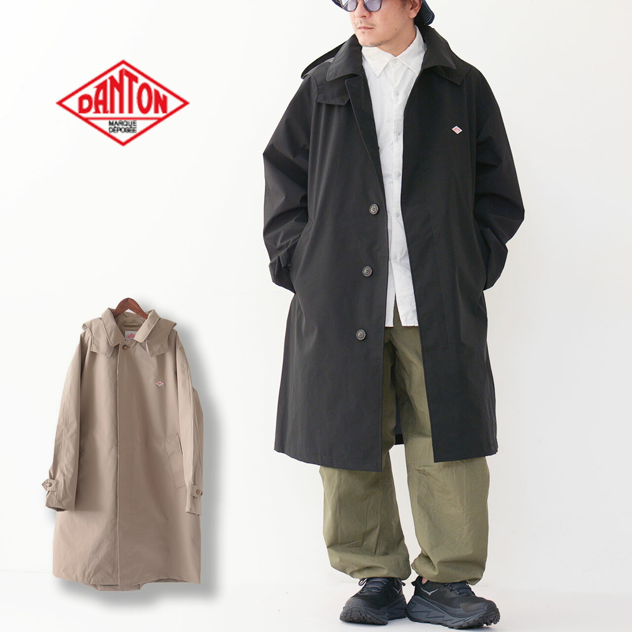 DANTON [ダントン] M 3LAYER CLOTH HOODED BALMACAAN COAT [DT-A0471TLY] ステンカラーコート・3レイヤークロスフーデッドバルマカーンコート・バルマカーンコート・春コート・防水・防風・ア…