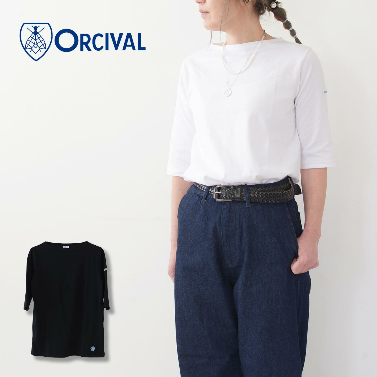ORCIVAL [オーチバル・オーシバル] W 40/2 JERSEY HALF SLEEVE -SOLID- [OR-C0136BFJ] 40/2 ジャージー ハーフスリーブ・無地・ボートネックTシャツ・5分丈Tシャツ・セントジェームス・LADY'S [2024SS]のサムネイル