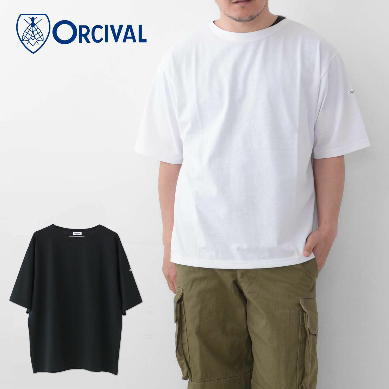 ORCIVAL オーチバル オーシバル SOLID BOAT NECK SHORT SLEEVE OR-C0084 SOE ソリッドボートネックショートスリーブ スビンジャージ ボートネック半袖Tシャツ ドロップショルダー 無地 MEN 039 S 2024SS