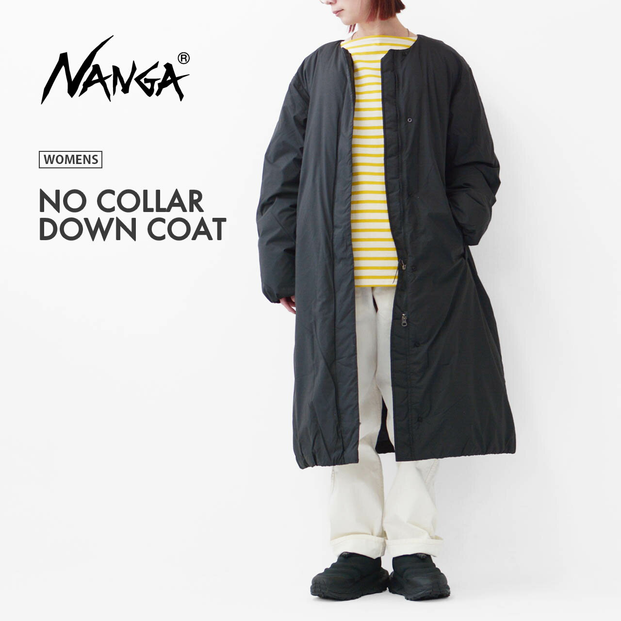 NANGA [ナンガ] NO COLLAR DOWN COAT [ND2442-1C600] ノーカラーダウンコート (ウィメンズ)・ダウンコート・ノーカラー・シンプル・ロング丈・アウター・LADY'S [2024AW]のサムネイル